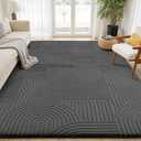 Sour Lemon Area Rugs 9x12 Living Room, Machine Washable Rugs for Bedroom, Soft Large Area Rug Modern Geometric, Non-Slip Grey Rug Carpet, Indoor Rug for Kids Room Dorm Office Home Decor Aesthetic