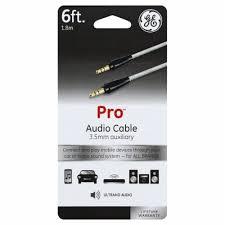 GE Pro 3.5mm Auxiliary Audio Cable - Gray, 6 ft 