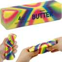 3 x Butter Squishy, Realistic Butter Stick Squishy Toys, Soft PU Foam Slow Rising Stress Relief Toy for Office, School & Daily Use, Funny Gag Gift for Kids Party Favors (Rainbow Pattern)