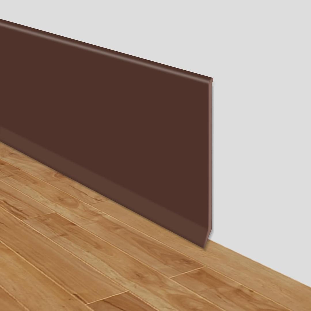LSGCQ Flexible Baseboard Molding Trim 4 Inch x 40 Feet Self-Adhesive Vinyl Wall Base Peel and Stick Cove Base Rubber Wall Moulding Trim (Coffee)