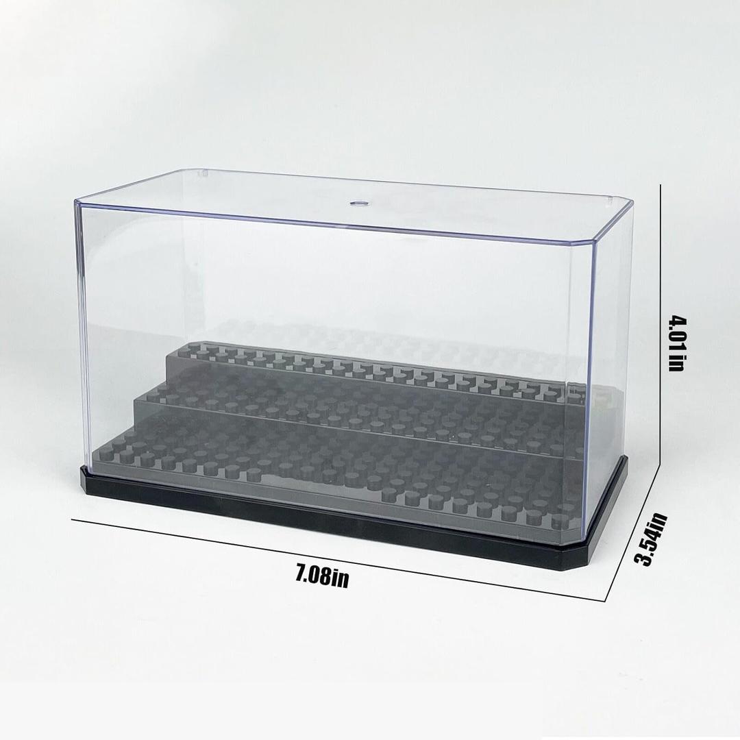 Acrylic Minifigure Display Case Stackable Action Figures Blocks Display Box, Clear Dustproof Display Case Box for Lego Lovers (1 Pack, Black)
