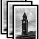 Wiscet 16x24 Picture Frame Set of 3, Display Pictures 12x18 with Mat or 16 x 24 Poster Frame without Mat, Wall Gallery Photo Frames, Black