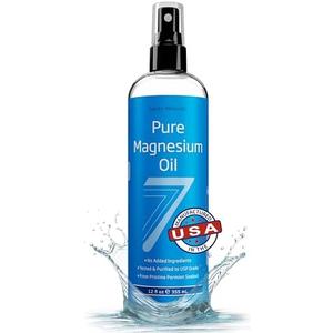 Seven Minerals Pure Magnesium Oil Spray, Big 12oz, USP Grade, Extra Strength, for Feet, Sleep, Muscle Pain & Cramps - Mined in The USA