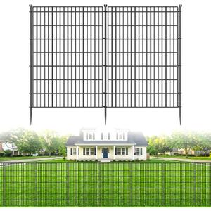8 Panels No Dig Garden Fence Animal Barrier, 48in(H) × 21ft(L) Decorative Metal Outdoor Dog Fence, Rustproof Pet Fencing for Yard, Patio, Flower Bed -Temporary Fencing| Easy to Install