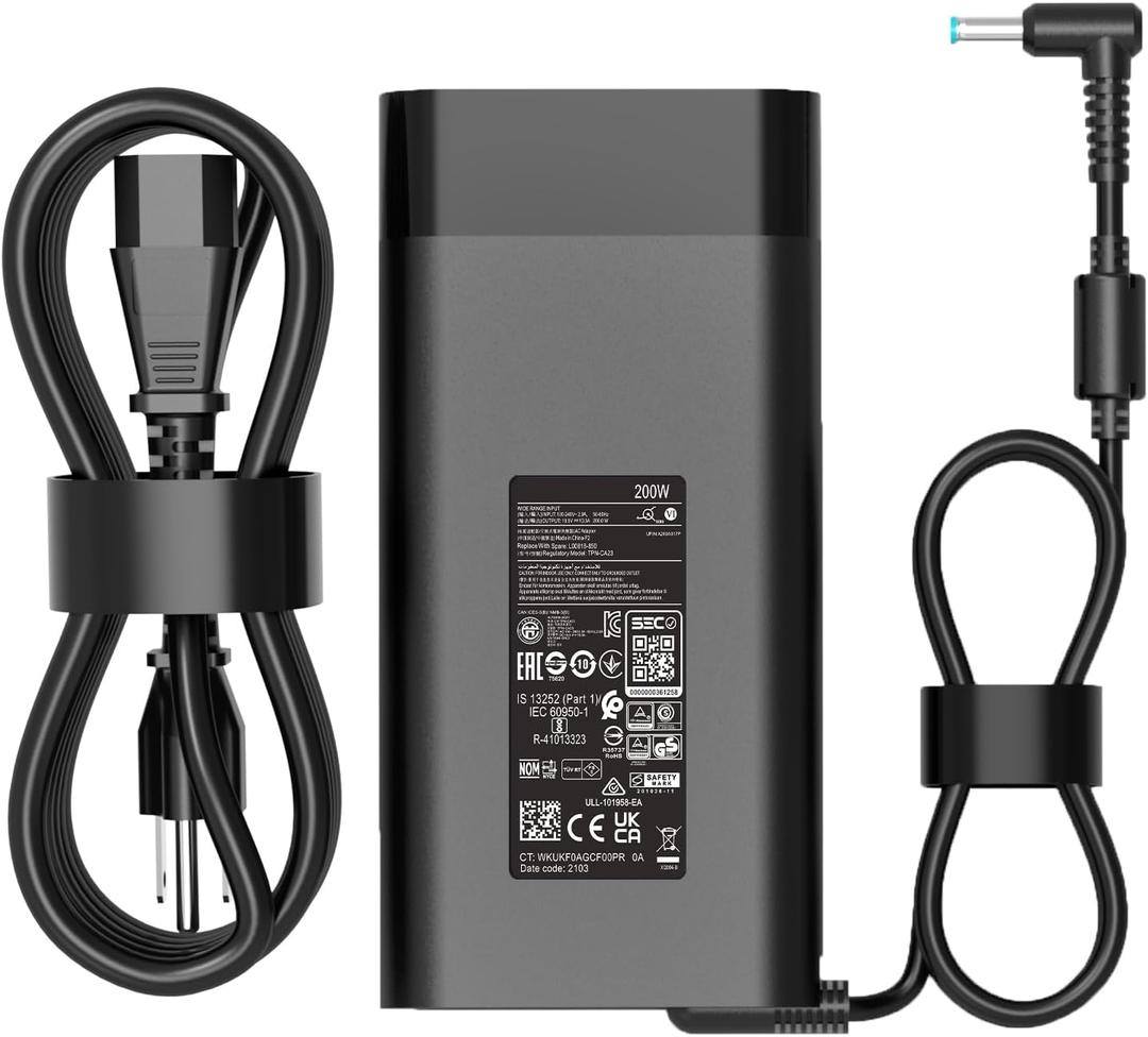 200W Laptop Charger for HP Original Omen, Pavilion Gaming 15 16 17, Victus 15 16, ZBook 15 17, ZBook Fury Create Studio Envy 15 2020 TPNDA10 Gaming Laptop Power Adapter Supply AC Adapter
