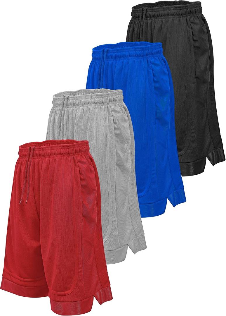 Mens Basketball Shorts with Pockets, Active Athletic Performance Gym Workout Shorts for Men Workout Shorts, 4 Pack (XXXL)