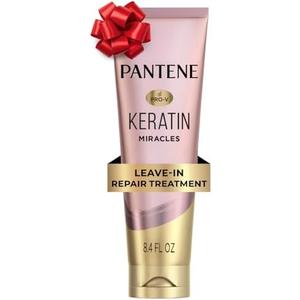 Pantene Keratin Leave-In Conditioner with Argan Oil, Protein Treatment for Dry, Damaged & Color-Treated Hair, Repairs Split Ends & Protects from Damage, Formaldehyde-Free, 8.4 Fl Oz