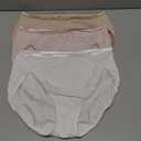 Vanity Fair Women's Illumination Hi Cut Panties, Silky Stretch & Satin Trim, Size 8, 3 Pack - White/Quartz/Beige