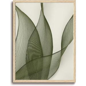 Framed Boho Wall Art,Sage Green Bathroom Decor,Botanical Leaf Canvas Prints, 20"L x 16"W