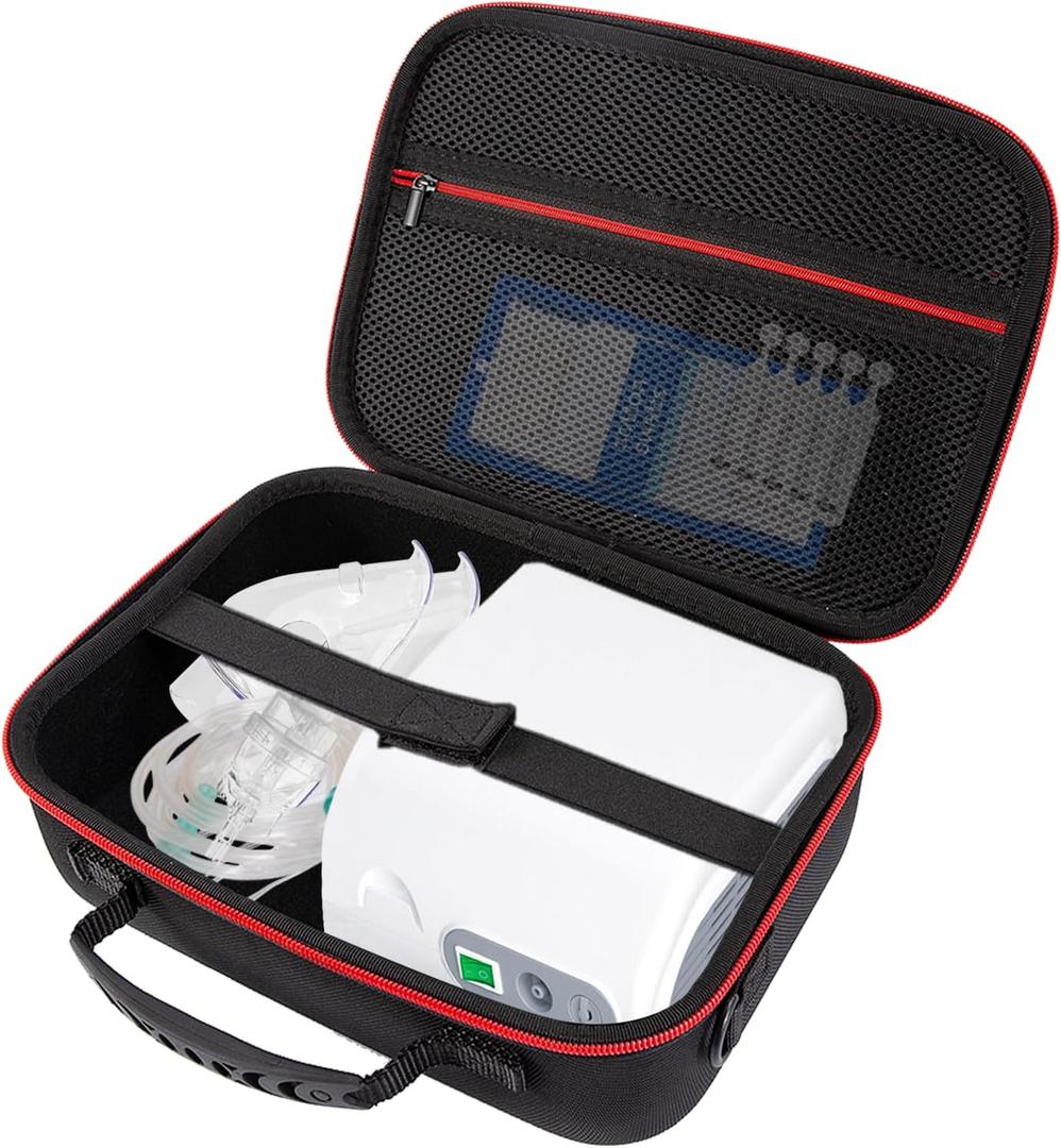 Nebulizer Bag for Smart Nebulizer,Portable Hard Case,Desktop Inhaler Nebulizer for Home Travel Use, Medicine Storage Bag for Inhaler Spacer, Masks, Asthma Accessories for Kids and Adults,Red