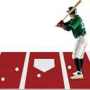 6 x 4 ft Baseball Hitting Mat with Non-Slip Rubber Backing High-Visibility Printed Stripes Cushioned Surface Durable Indoor/Outdoor Batting Mat Portable Batting Stance Practice Mat