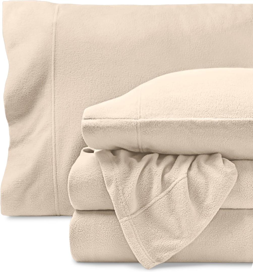 Bare Home Super Soft Fleece Sheet Set - Full Size - Extra Plush Polar Fleece, No-Pilling Bed Sheets - All Season Cozy Warmth (Full, Sand)