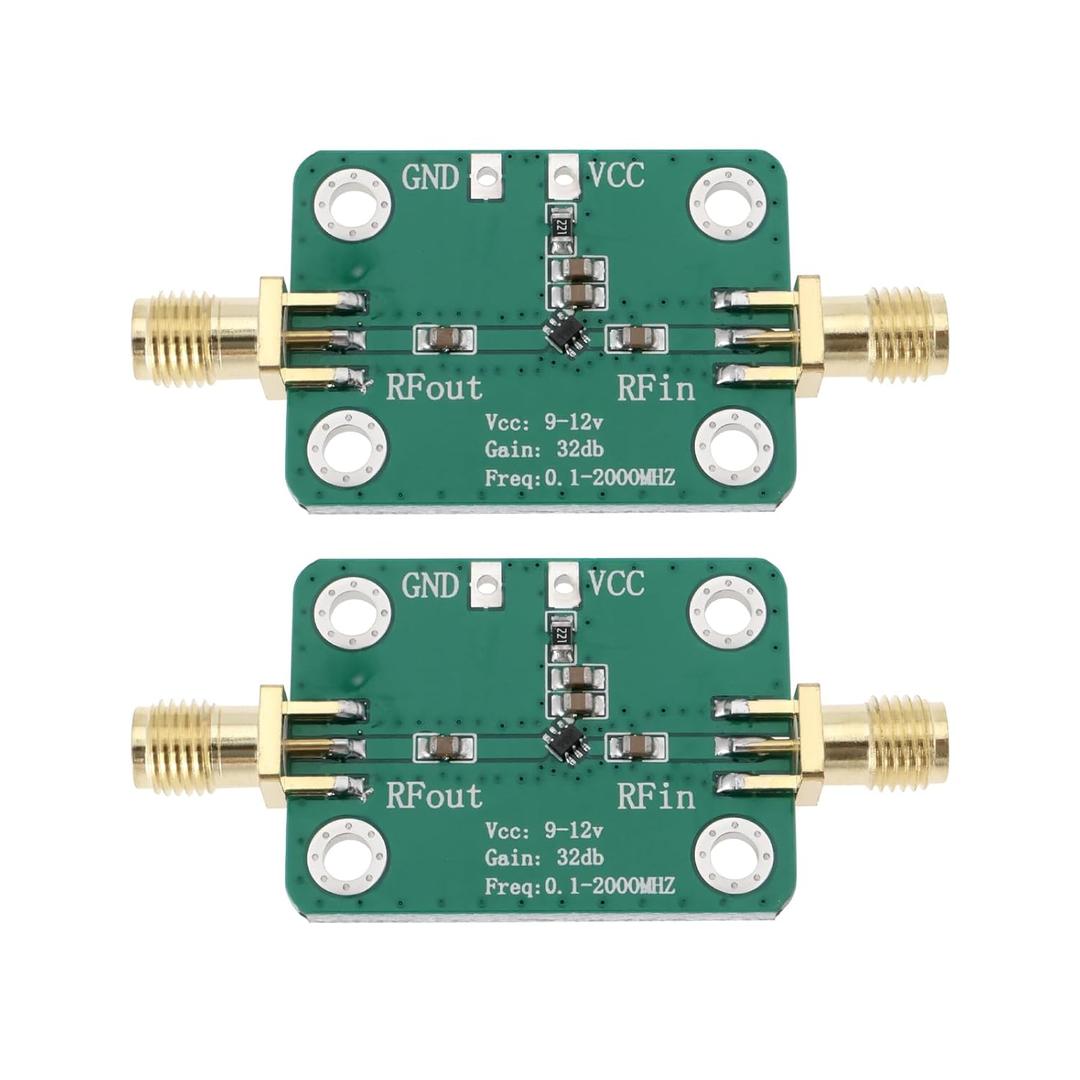 Create idea 2pcs RF Wideband Amplifier 9V-12V 30dB Low-Noise LNA Broadband Module 0.1-2000MHz AMP Module for Short Wave FM Radio Remote Control Receiver