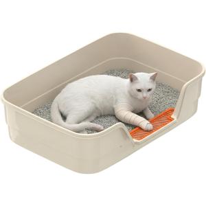 Suhaco Low Entry Litter Box for Senior Cats Extra Large Cat Litter Box with High Sides for Kitten, Anti Splashing & Easy to Clean for Indoor Cats Litter Pan (White)