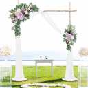 ponatia Wedding Arch Flowers with 26Ft Chiffon Fabric, Artificial Purple Flowers for Wedding Welcome Signs Decorations for Wedding Ceremony Reception (Lilac & Cream)