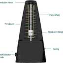 Ueteto Mechanical Metronome Black/Loud Sound Piano Drum Violin Guitar