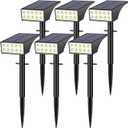 Solar Spot Lights Outdoor, Solar Lights Outdoor Waterproof IP65, 4 Brightness Modes Dusk to Dawn Landscape Spotlights for Yard Garden Pathway Porch Tree House Decoration, Cool White, 6 Pack