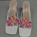 MakeMeChic Women's Open Toe Floral Kitten Heels Flower Summer Beach Sandals, Size 41 (White)