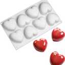 OCPO KITCHEN 3D Heart Silicone Molds for Baking Mousse Cake, 3D Silicone Baking Mold for Candy Pastry Chocolate Truffle Cupcake Jelly Cookie Pudding Cake Decoration Mold, 3D Heart Shape (8-Cavity)