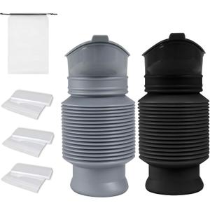Pee Bottles for Men, Portable Urinal for Men, Collapsible Urine Bottle 750ML, Car Urinals for Men and Women, Emergency Urinal Shrinkable Pocket Toilet for Travel, Camping, Traffic Jam, Road Trips (Black and Gray)