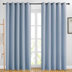 NICETOWN Bedroom Blackout Curtains and Drapes - Window Treatment Thermal Insulated Solid Grommet Blackout Draperies for Bedroom/Living Room (Blue, Set of 2, 80 by 84 Inch)