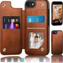 DJDUCK Designed for iPhone 7/8/SE2020/SE2022 Case Wallet with Card Holder, [Magnetic Clasp Cover] [RFID Blocking Leather Protection] Shockproof Women Men Cases 4.7 Inch for Apple 7/8/SE2 Light Brown