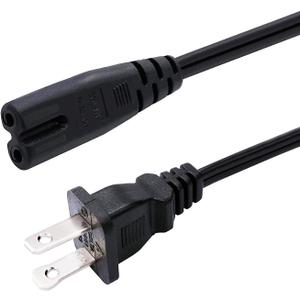 TWTADE 2 Prong 6ft Power Cord AC Wall Plug 2-Slot Polarized 18AWG 10A, 7A 125V Wire PS2/3/4/5 Replacement Extension Cords for Vizio TV, Monitor, Printer, Camera etc I-036