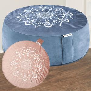 Hihealer Meditation Cushion, Traditional Tibetan Meditation Pillow Velvet Cover - Large Floor Cushion Seating for Adults - Yoga Buckwheat Bolster for WomenMoms