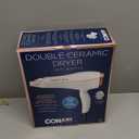 Conair Double Ceramic Hair Dryer with Ionic Conditioning, Includes Diffuser & Concentrator Nozzle, FrizzFree Blow Dryer for All Hair Types, White, 566DCN
