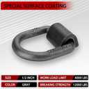 1/2" 12000 lbs Heavy Duty Weld-On Forged Steel D-Rings Tie Anchor Tie Ring for Securing ATV, UTV, Riding Lawn Mowers and Other Heavy Cargo, 4 Pack