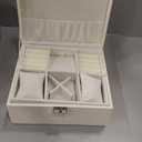 Jewelry box,jewellery organiser box,Organizer Leather Double-Layer Jewelry Display Holder, with Lock Girls Gift (Color : Pink, Size : L) (Color : White, Size : L)