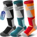 ANTSANG 3 Pairs Kids Merino Wool Ski Socks Boys Girls Thermal Thick Warm Winter Cozy Socks for Skiing Snowboarding (8-12 Years, Trapezoid)