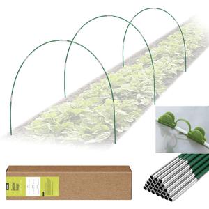RIFNY 18 PCS Garden Hoops for Raised Beds, 8 Sets Greenhouse Hoops Kit of 8 FT Long Grow Tunnel, Rust-Free Fiberglass Garden Support Poles for Insect Mesh Netting Freeze Plant Cover (Green)