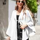 Ekouaer Flannel Faux Poncho for Women Lightweigh Blanket Warm TV Shawl Winter Coat Sweater Cape