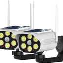 Solar Lights Motion Sensor Fake Security Camera 2 Pack, USB & Solar Powered