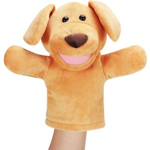 Zomiboo Hand Puppets Soft Animal Hand Fuzzy with Movable Mouth Play Stocking Storytelling Interactive(Dog)