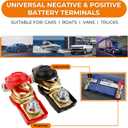 2 x Car Battery Terminal Connectors, Heavy-Duty 12V Battery Terminals for Cars, Trucks & SUVs, Quick Release Battery Cable Clamps, Positive & Negative Battery Connectors