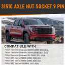 31510 Axle Nut Socket 9-Pin Fit for GMC Sierra & Chevy Silverado 2500HD 3500HD Trucks with 11.5" and 12" Dual Rear Wheel, 1/2" Drive
