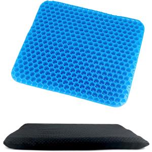 QWORK Gel Seat Cushion, Gel Cushion, Cool & Breathable & Non-Slip for Car, Office, Home, Wheelchair (Blue, 40 x 35 x 3.2 cm)