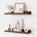 Dreamland Picture Ledge Shelf for Wall, Floating Shelves Set of 2,18 inch Long Floating Shelves with Lip for Living Room,Bedroom,Bathroom,Kitchen,Walnut
