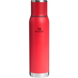 Stanley Adventure-To-Go Vacuum Bottle 1.4 qt | Wide Mouth with Leakproof Cup Lid | Keep Drinks Hot or Cold | Packable for Travel | Insulated Stainless Steel Thermal Bottle | BPA-Free | Chili Red