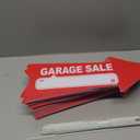 Wenqik 12 Pcs Garage Sale Signs with Stakes Double Sided Neon Arrow Signs with Stakes 17 x 6 Inches High Visibility This Way Plastic Garage Sale Decoration(Red and White)