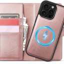 DJBull 2-in-1 Detachable Wallet Case for iPhone 16 Pro Max 6.9" RFID Blocking Flip Folio with Card Holder | PU Leather Shockproof Protective Cover Women Men for Apple 16 Pro Max Phone Case Pink