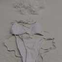 Blooming Jelly Womens 3 Piece Swimsuits Triangle Halter Thong Bikini Set Butterfly Bathing Suits Sarongs (X-Small, White)