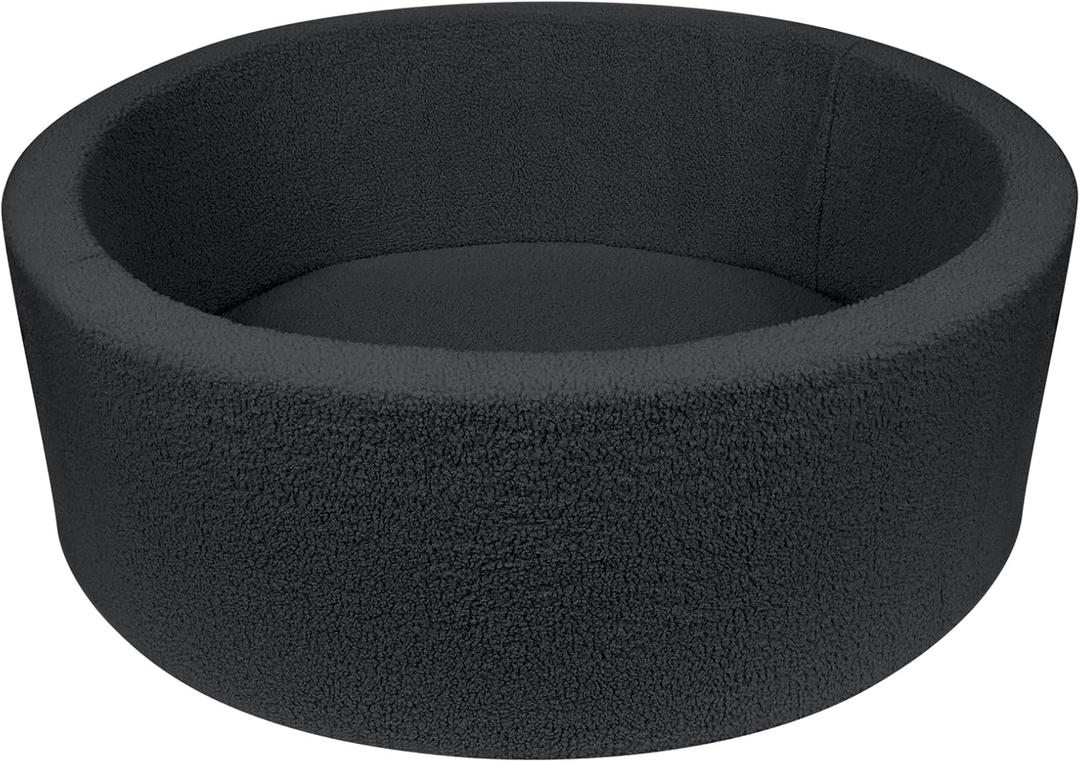 Kids Foam Ball Pits for Toddlers, Babies, Dogs, Cats, Soft Infant Baby Ball Pit Pool for Girls and Boys Gifts, (Balls NOT Included) Imitation Teddy Colours (35.4", Black)