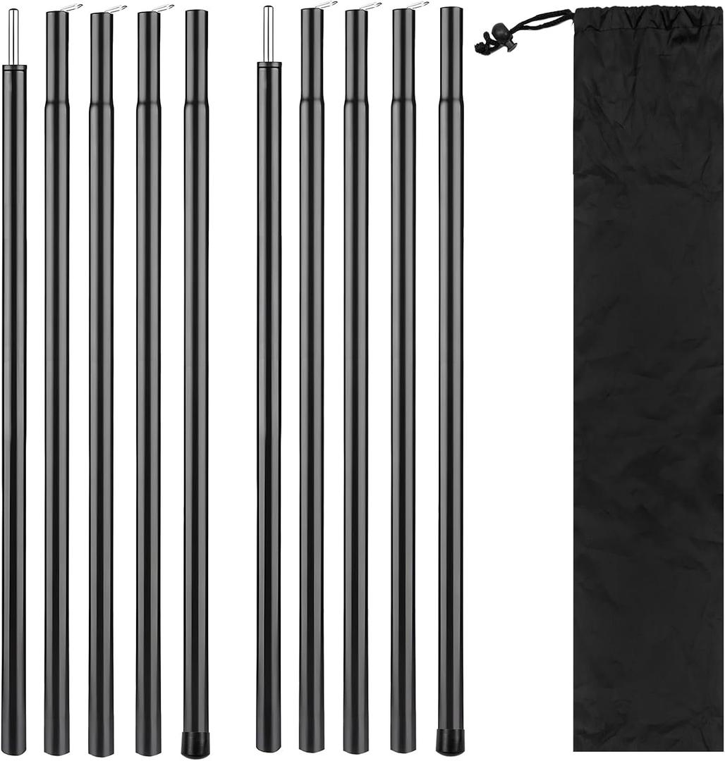 2 Sets Regulable Tent Poles, Camping Tent Tarps Poles with Storage Bag, Heavy Duty Poles Gear for Backpacking, Hiking Awning