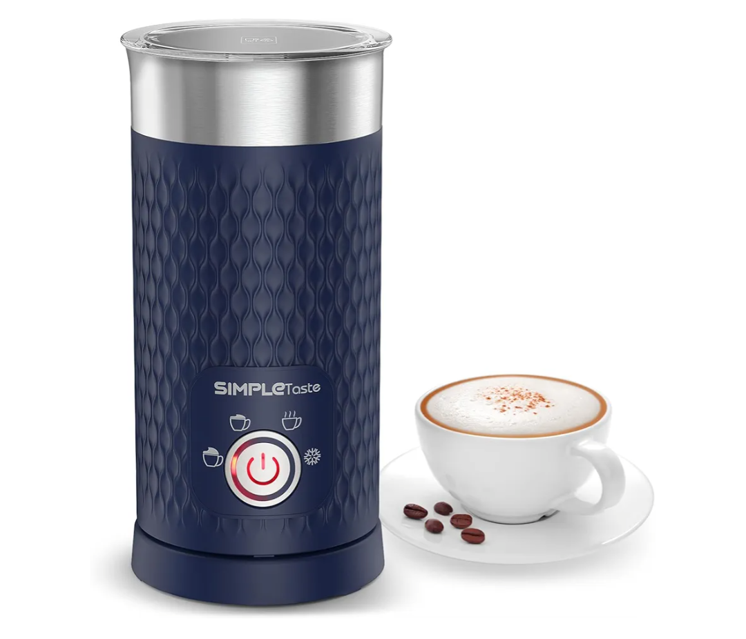 SIMPLETASTE Milk Frother, 4-in-1 Electric Milk Steamer, Automatic Warm and Cold Foam Maker and Milk Warmer for Latte, Cappuccinos, Macchiato