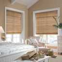 LazBlinds No Tools No Drill Cordless Bamboo Roman Shades, Light Filtering Window Treatment, Roll Up Bamboo Blinds for Windows 26'' W x 48'' H, Brown