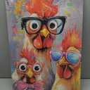 ZQQART Rooster Canvas Wall Art Funny Chicken Portrait Picture Prints Rustic Animal Painting Artwork Farmhouse Kitchen Decor Framed(Yellow,16.00" x 24.00")