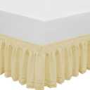 Wrap Around Elastic Eyelet Bed Skirt Dust Ruffle (Gold-1, Embroidery-Queen/King-14 1/2 Inch Drop)
